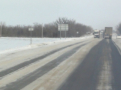 Ограничение движения транспорта, на трассе М-4 Дон, недалеко от Новочеркасска сняты