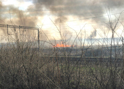 Возгорание сухой растительности произошло в пойме реки Тузлов в Новочеркасске
